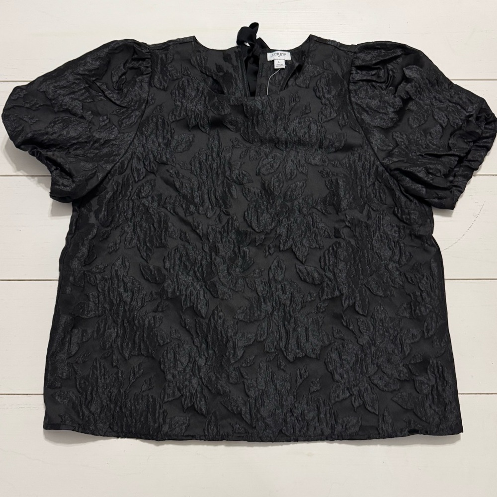 J.Crew Jacquard Short Puff Sleeve Blouse